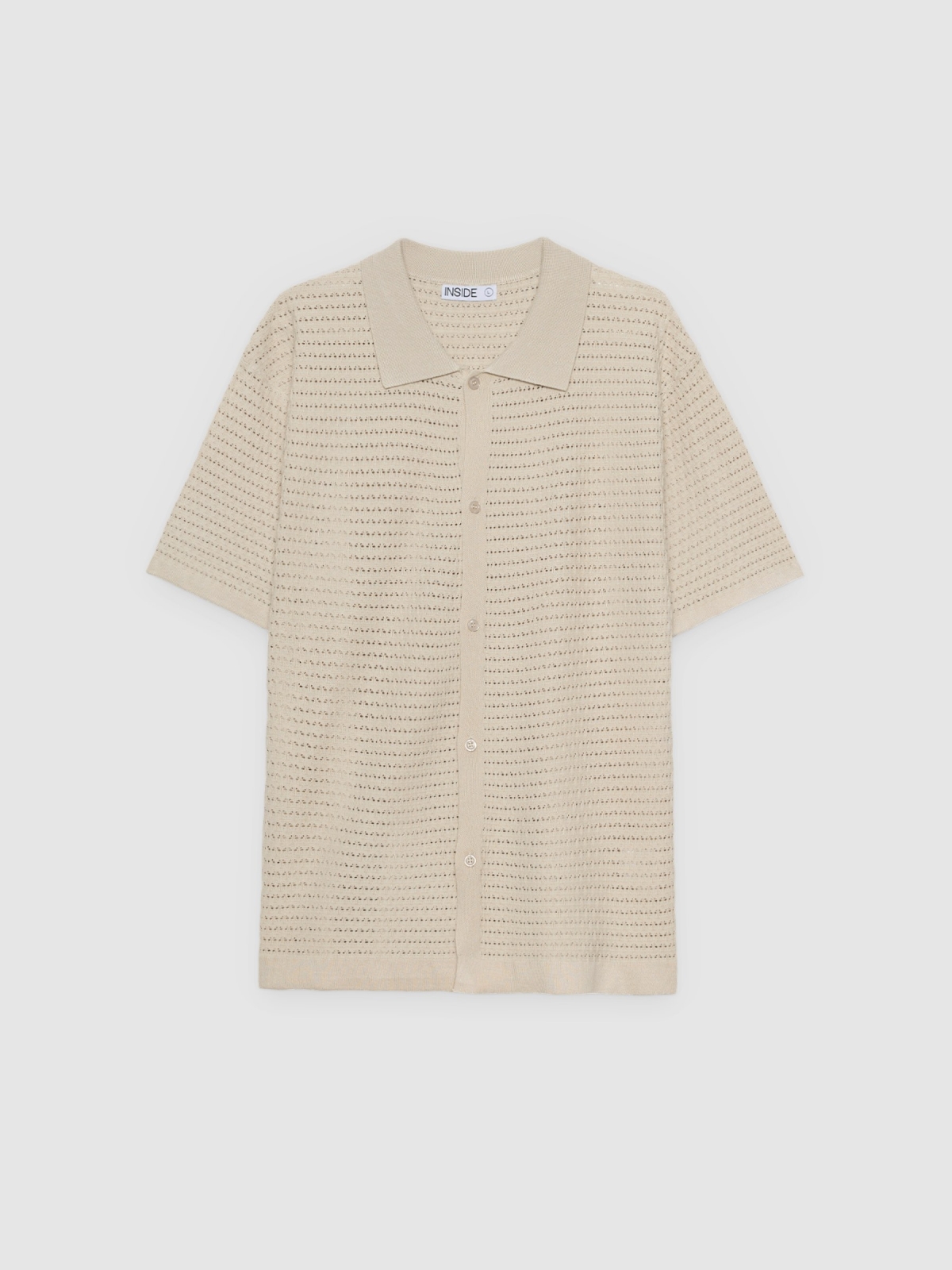 %Pto% Camisa de punto con botones crudo vista frontal