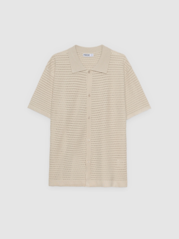  Camisa de punto con botones crudo vista frontal