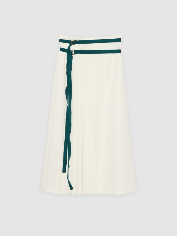  pleated midi skirt off white front view
