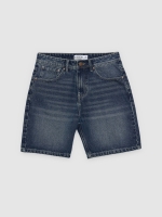 %Pto% Regular denim bermuda five pockets blue front view