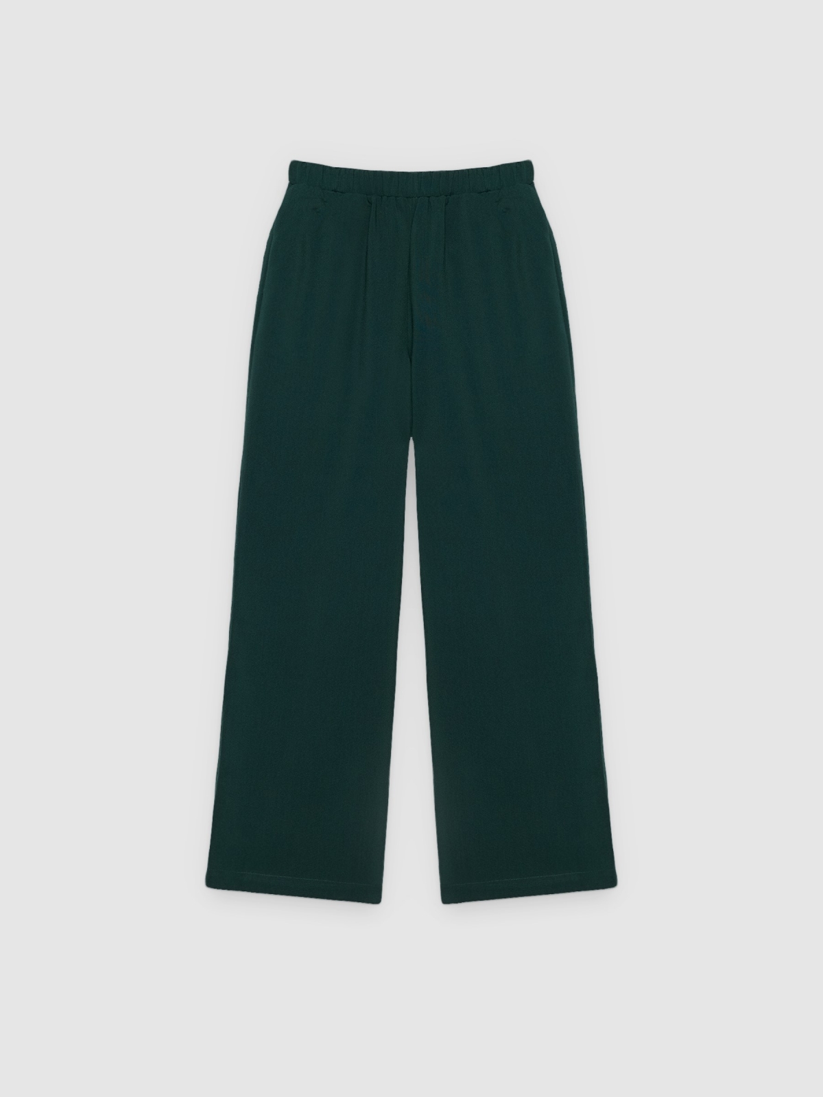 %Pto% Calça fluida wide leg verde escuro vista frontal