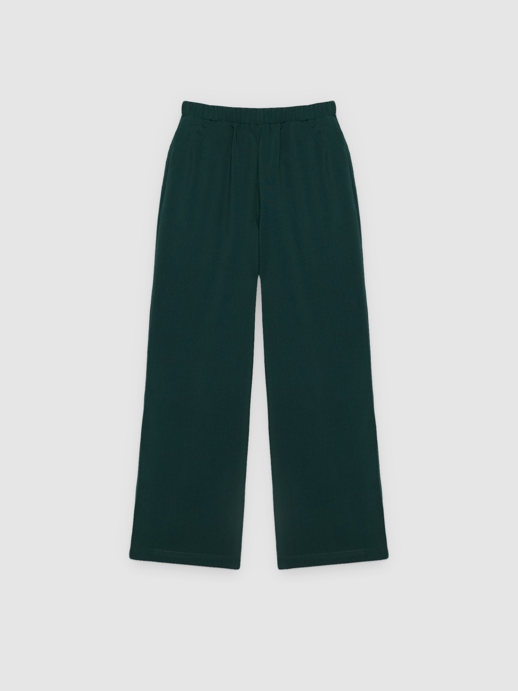 Calça fluida wide leg verde escuro vista geral frontal