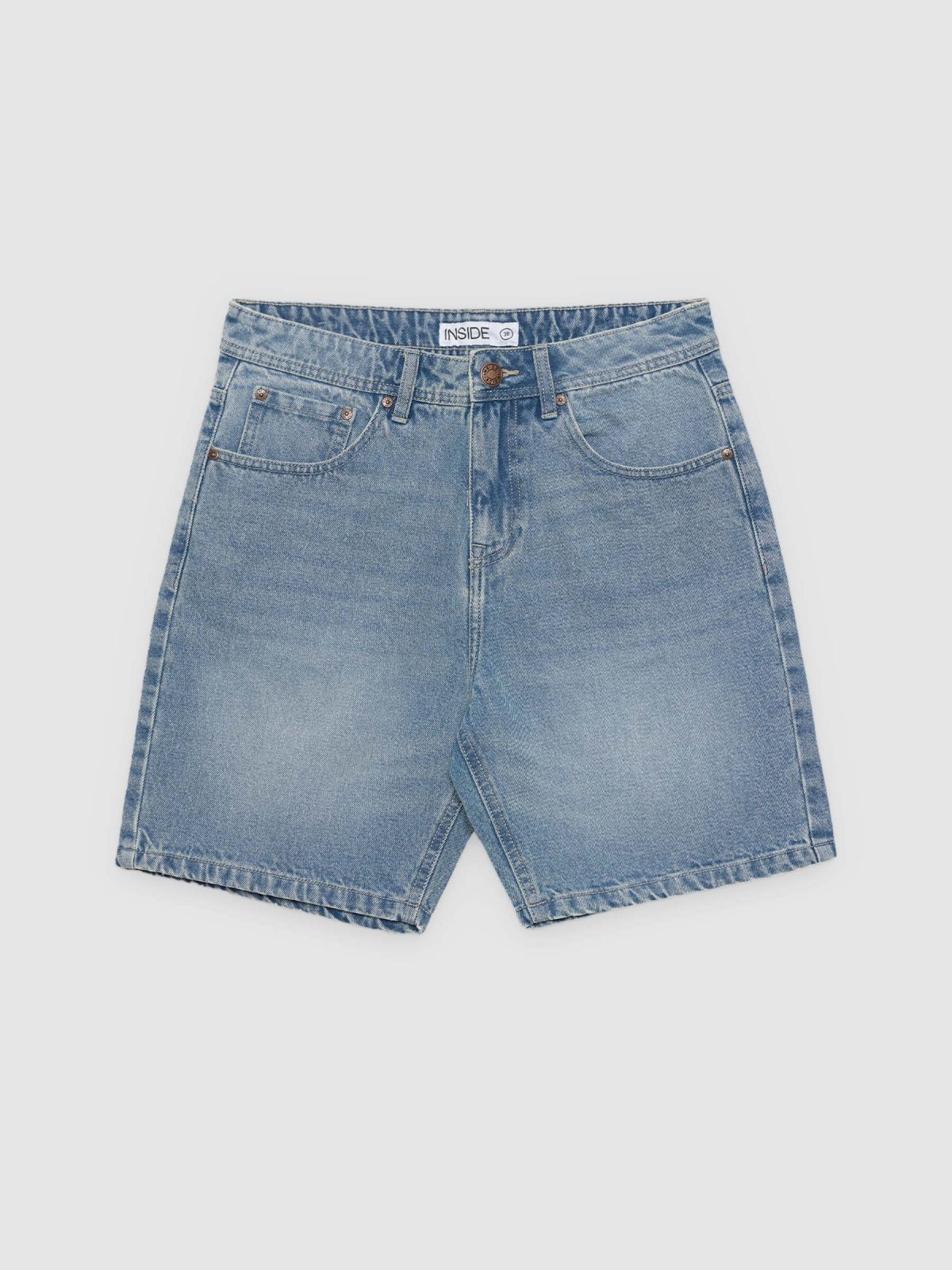 %Pto% Regular denim shorts blue front view