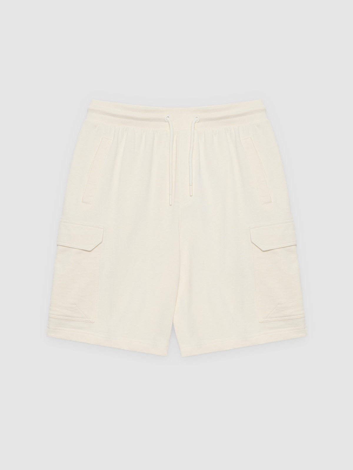 %Pto% Fleece cargo bermuda shorts raw front view