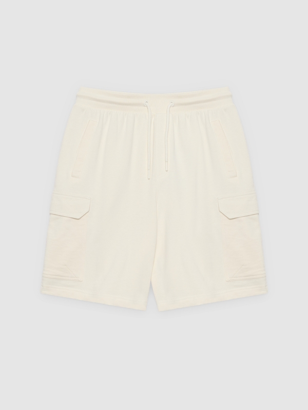  Fleece cargo bermuda shorts raw front view
