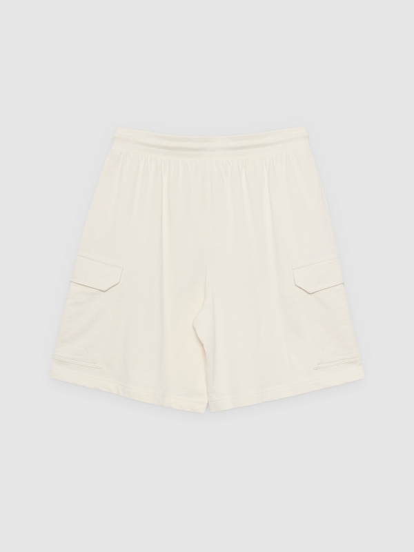 Fleece cargo bermuda shorts raw back view