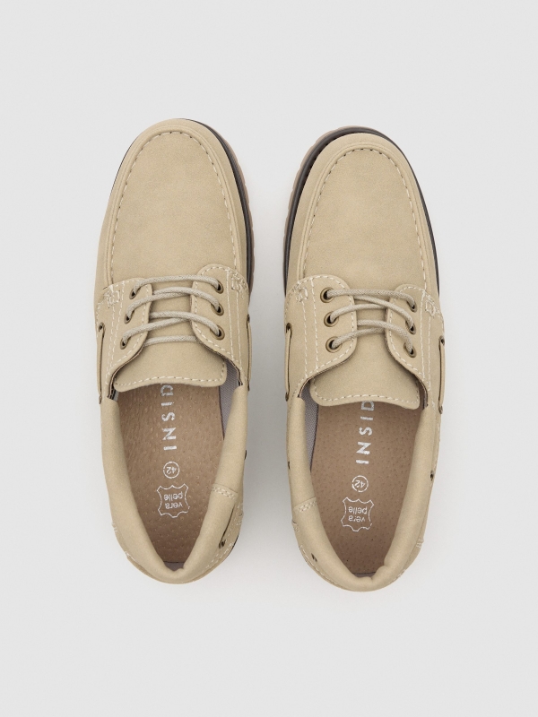 Nautical faux leather rubber sole beige zenithal view