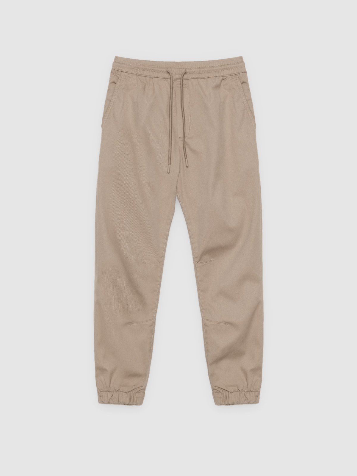 %Pto% Calça jogger elástica bege vista frontal
