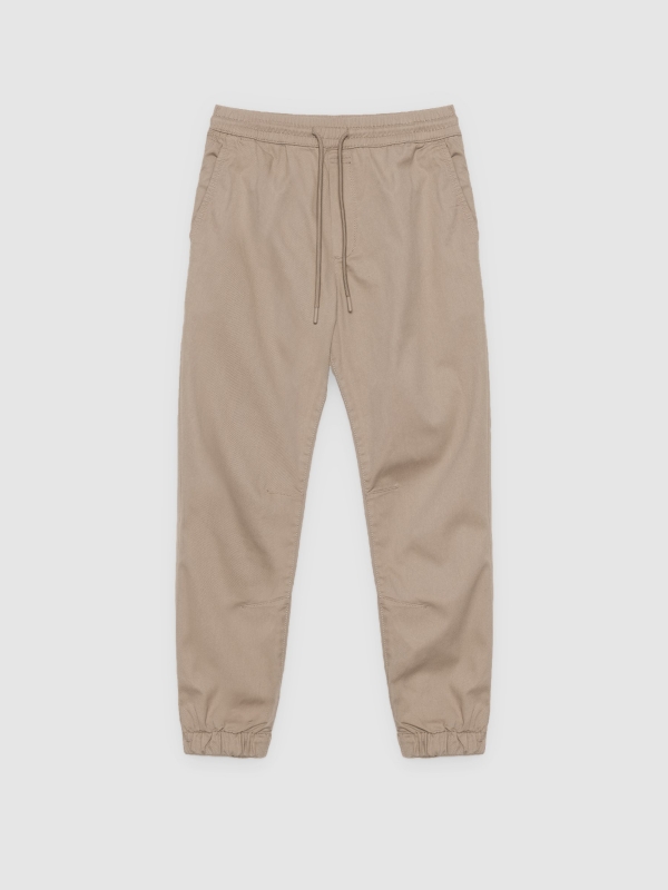  Pantalón jogger elástico beige vista frontal