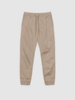 %Pto% Elastic jogger pants beige front view