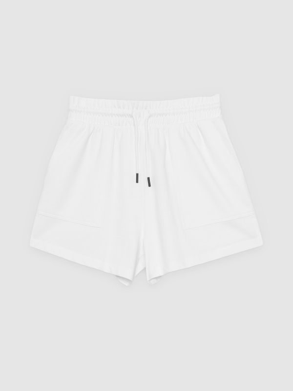  Shorts de moletom com bolsos branco vista frontal