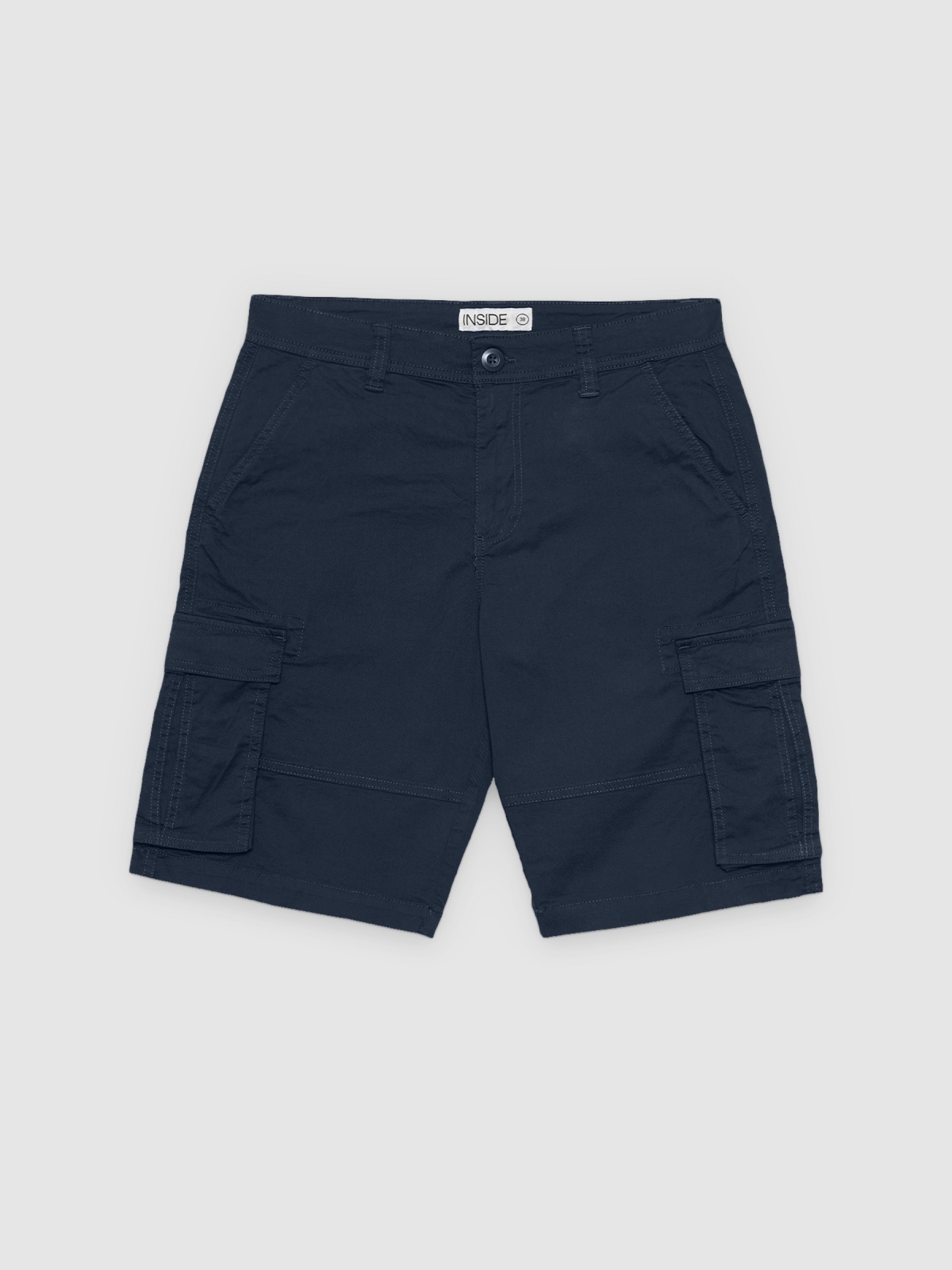 %Pto% Gabardine cargo Bermuda shorts petrol blue front view