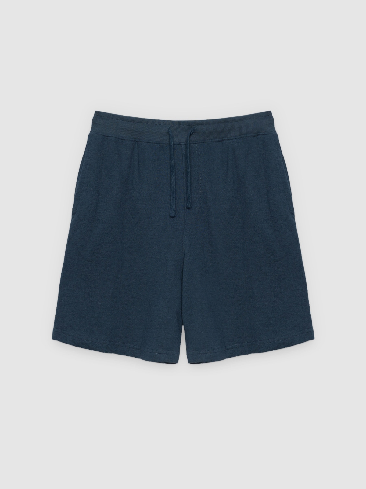 %Pto% Bermuda esportiva de moletom azul petróleo vista frontal