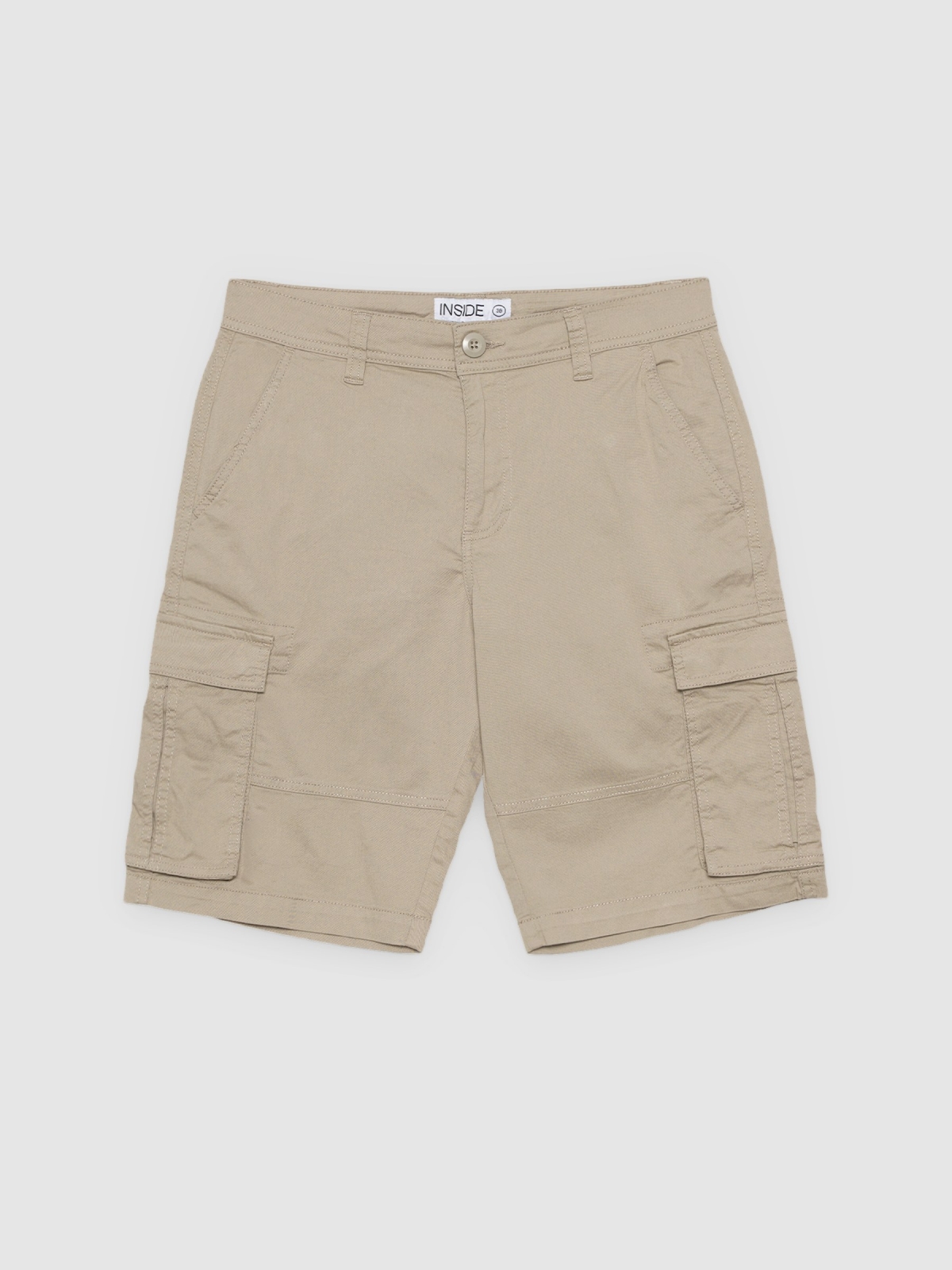 %Pto% Gabardine cargo Bermuda shorts beige front view
