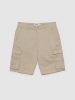 %Pto% Gabardine cargo Bermuda shorts beige front view
