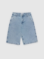 %Pto% Bermuda denim de cintura alta azul claro vista frontal