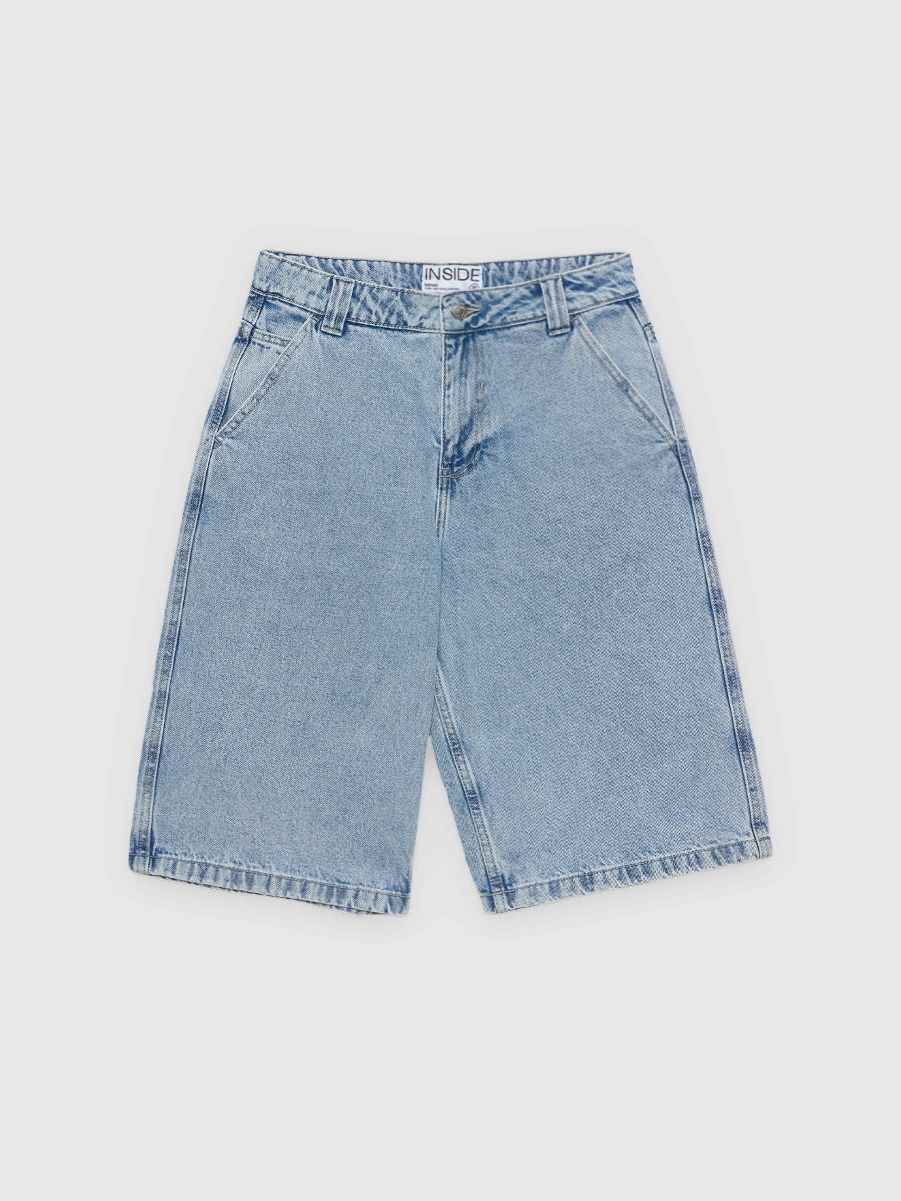 Bermuda denim tiro alto azul claro vista media frontal