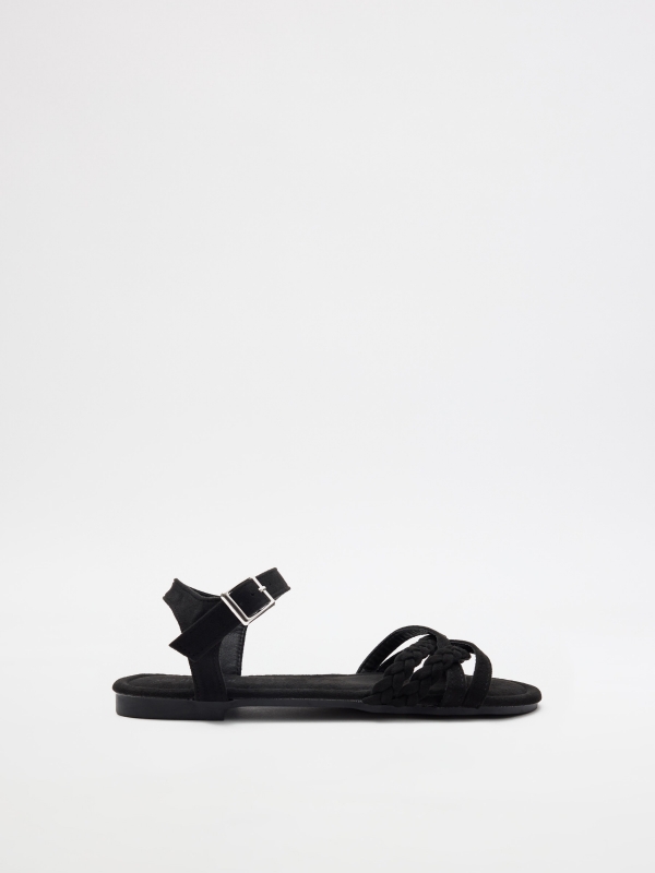 Black braided strap sandal black