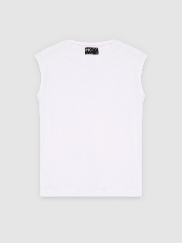  Camiseta básica sin mangas blanco vista frontal