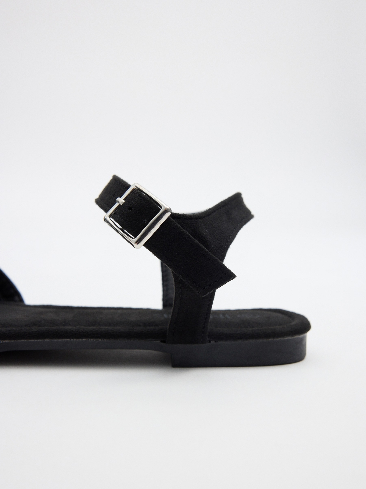 Black braided strap sandal black detail view