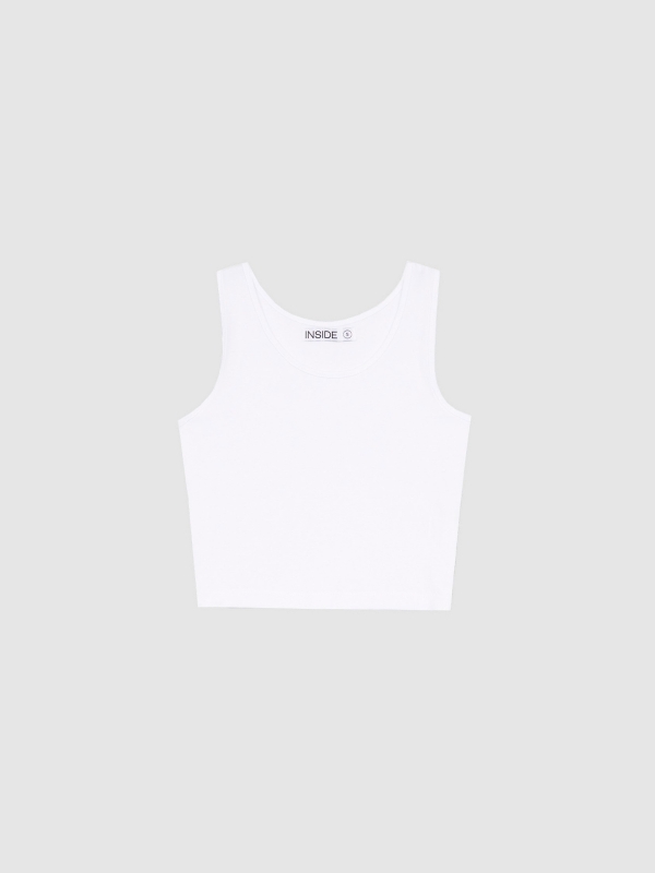 Basic sleeveless top white detail view