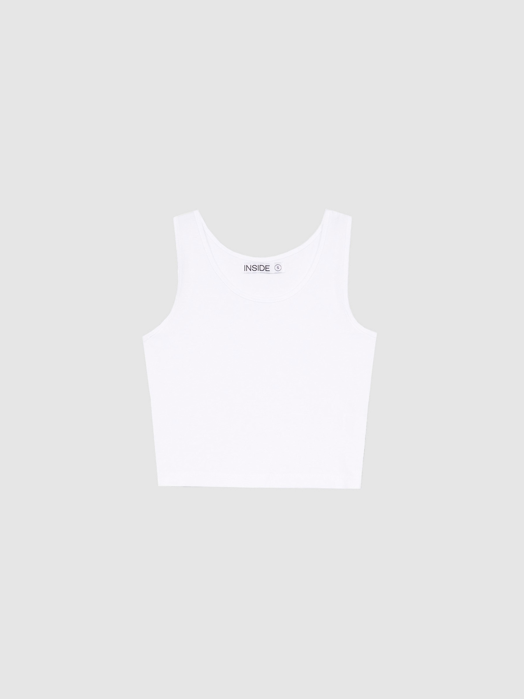 Basic sleeveless top white middle front view