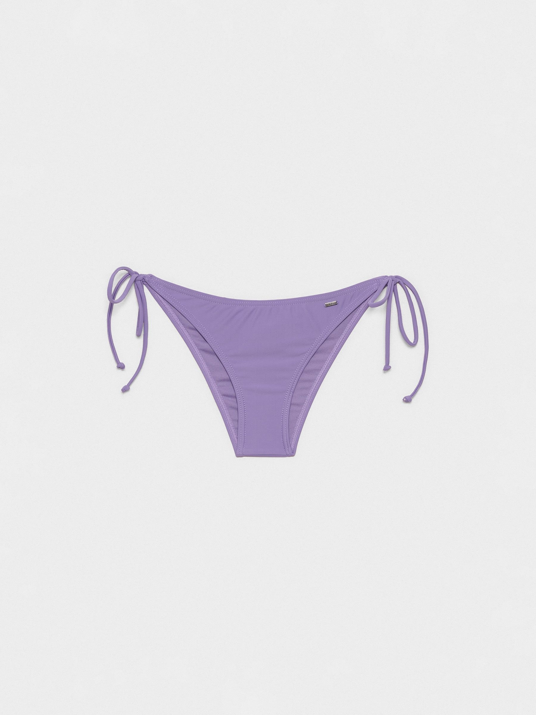  Cueca biquíni com nó lilás vista frontal