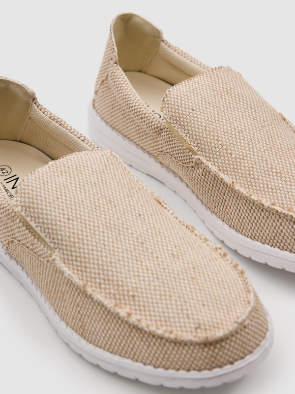 Beige elastic canvas sports beige detail view