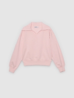%Pto% Fleece polo sweatshirt light pink front view