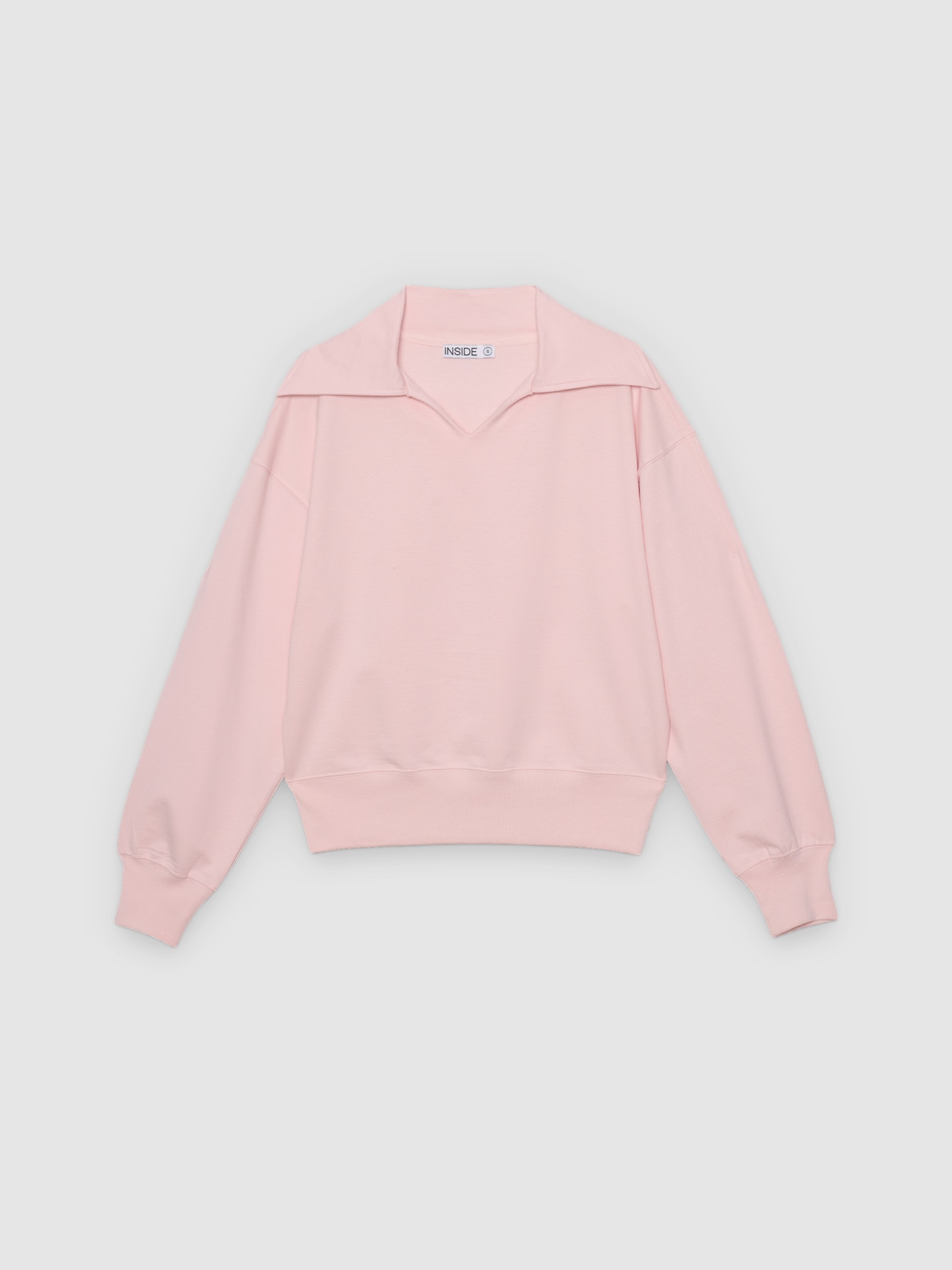 Sudadera polo de felpa rosa claro vista media frontal