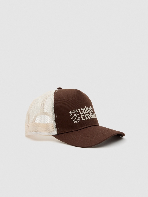 Boné trucker united creators marrom vista lateral traseira 45º