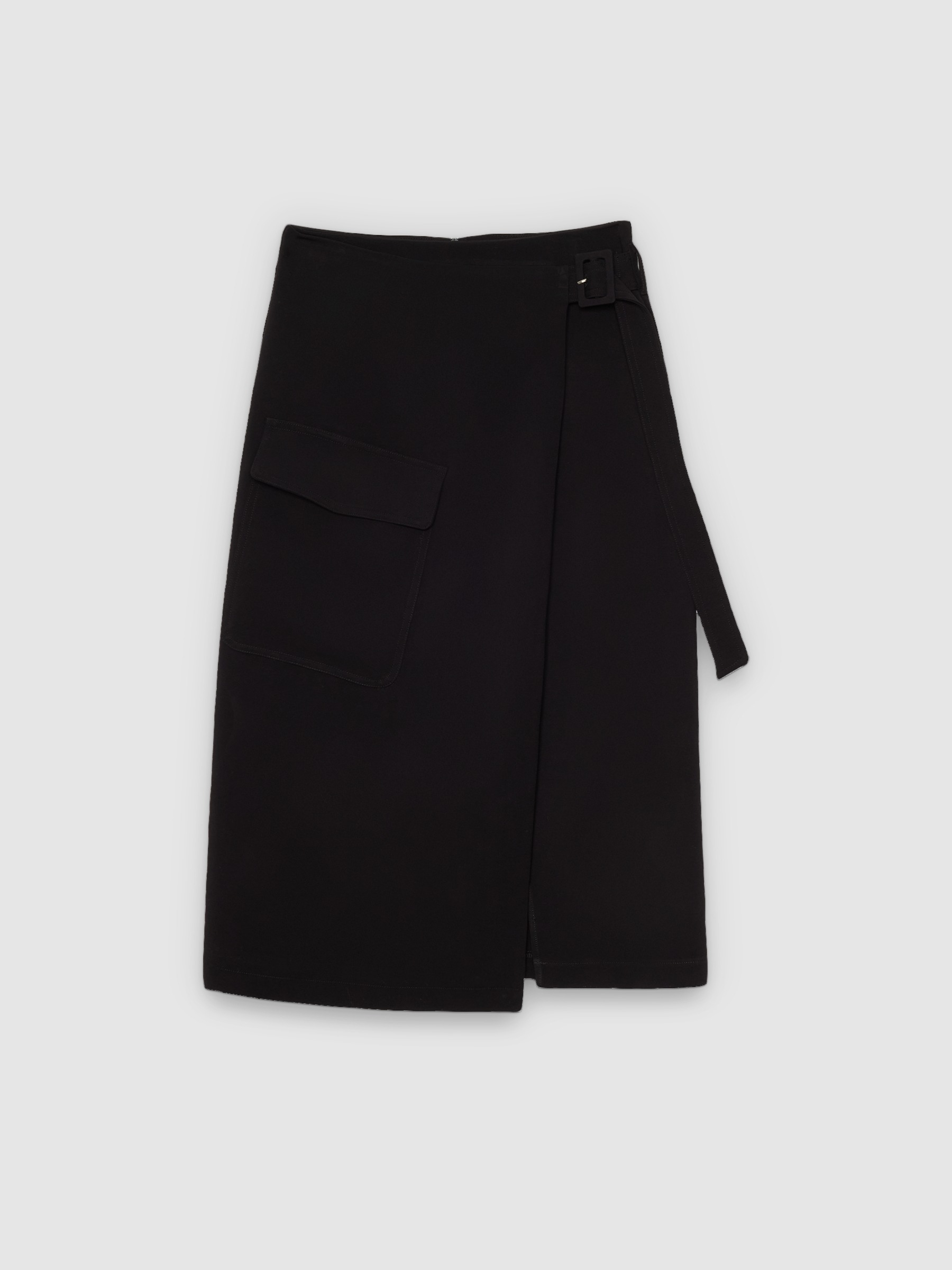 Crossed midi skirt black middle front view