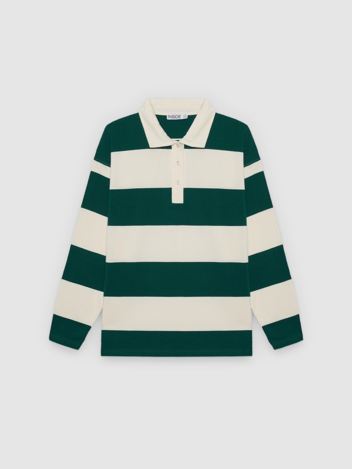 %Pto% Striped cotton polo shirt beige front view