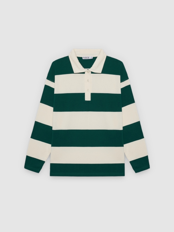  Camiseta polo listrada de algodão bege vista frontal