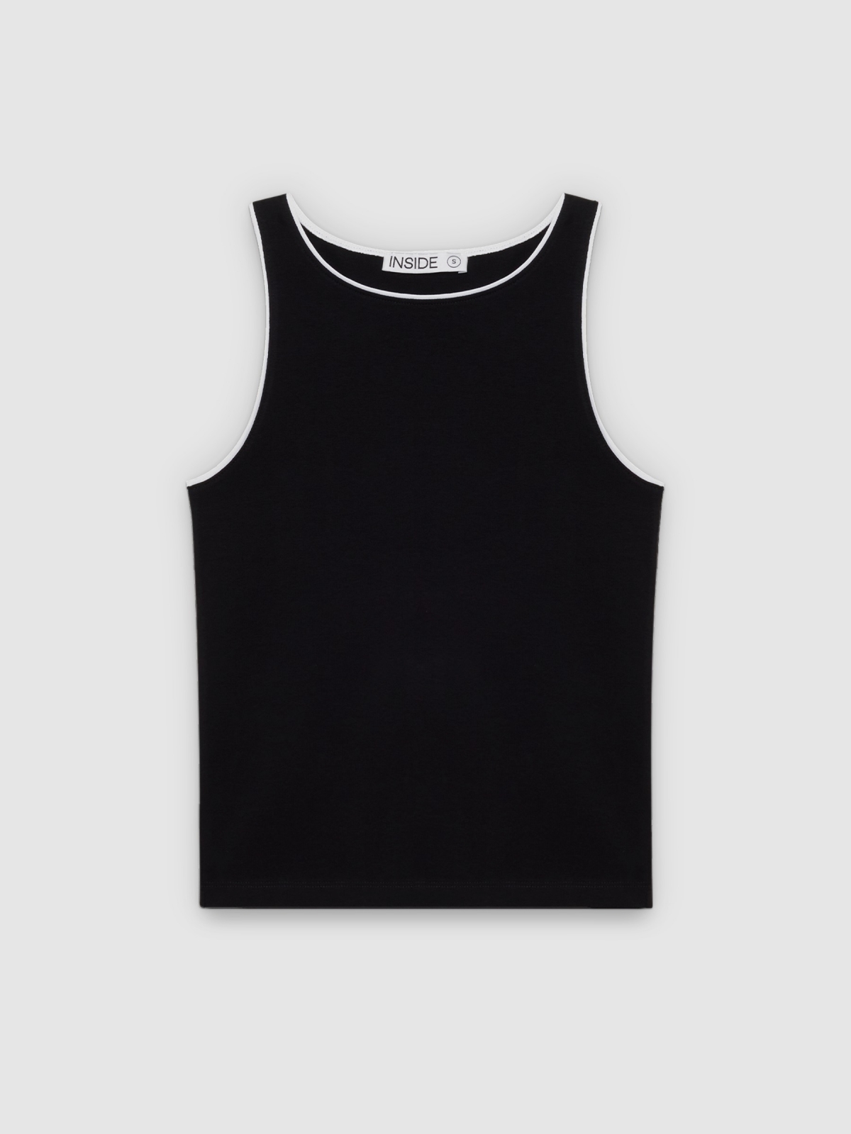 %Pto% Halter top cotton contrast black front view