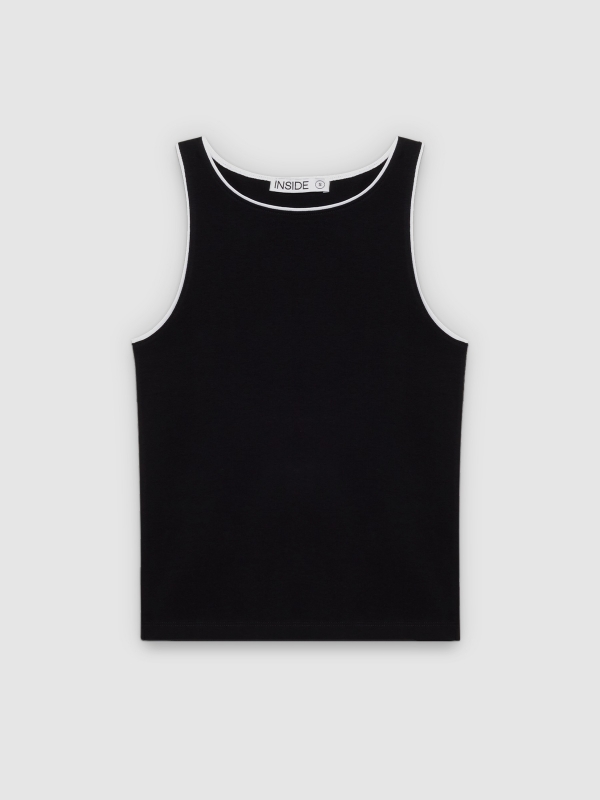  Top halter algodão contraste preto vista frontal