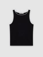 %Pto% Halter top cotton contrast black front view