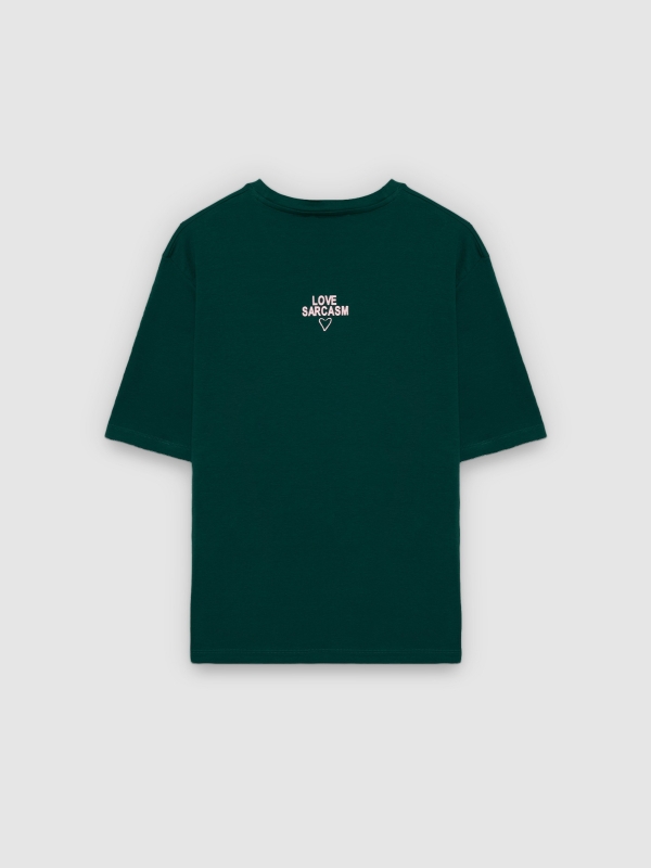 Camiseta oversize sarcasm verde oscuro vista trasera