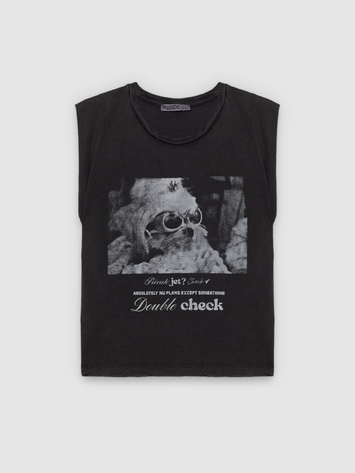 %Pto% T-shirt double check black front view