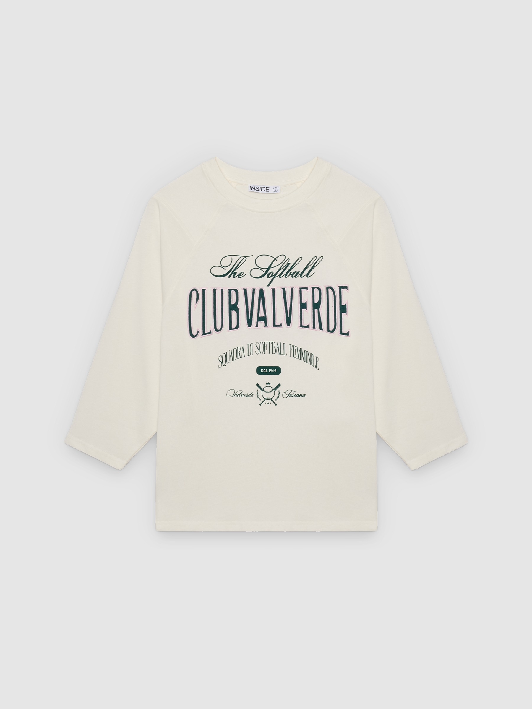 Camiseta oversize club blanco roto vista media frontal