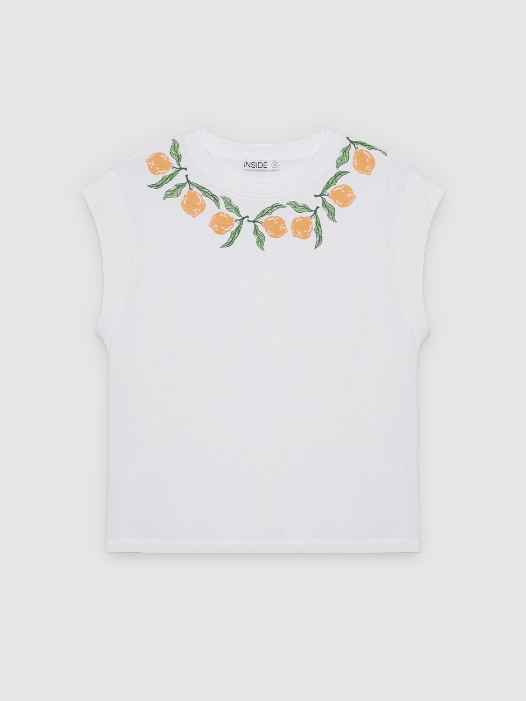 Camiseta sin mangas gráfico blanco vista media frontal