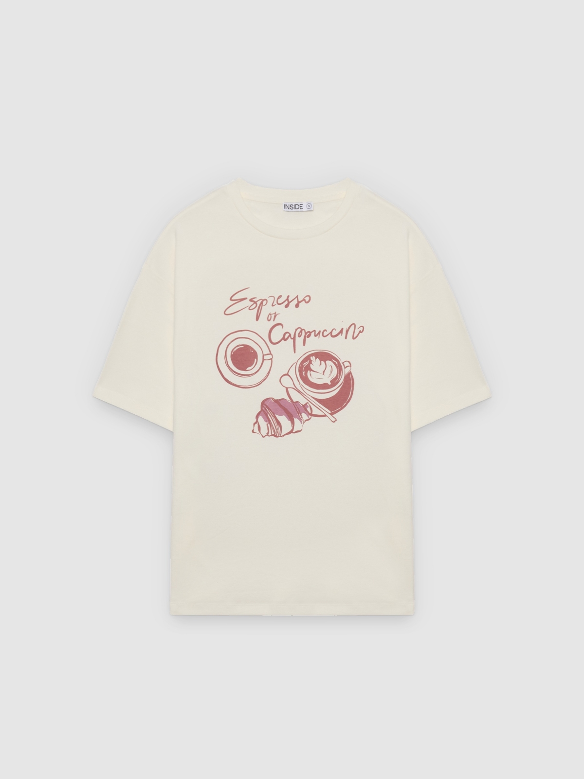 %Pto% Oversize cappuccino T-shirt off white front view