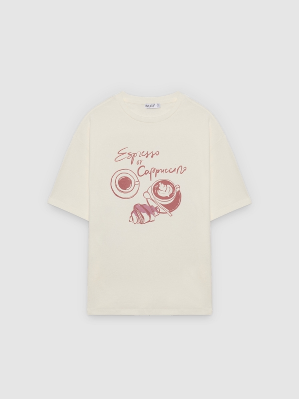 %Pto% Oversize cappuccino T-shirt off white front view