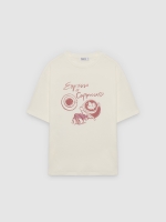 %Pto% Oversize cappuccino T-shirt off white front view