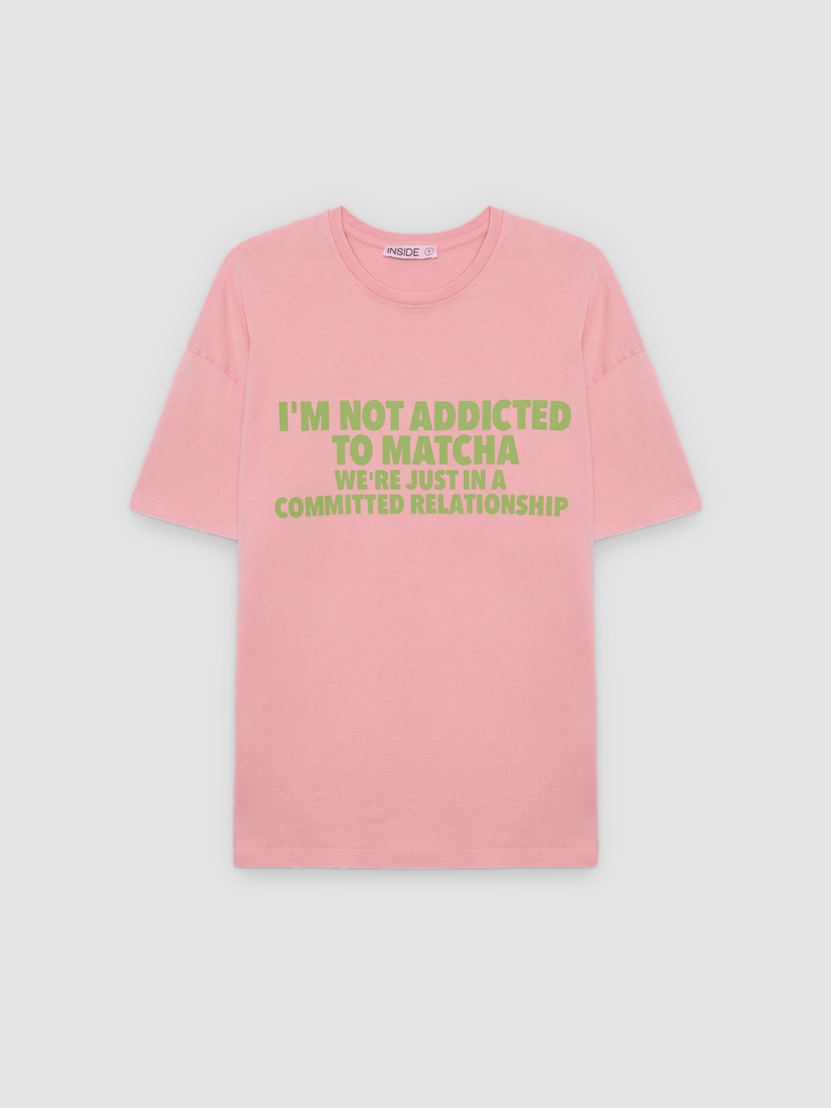 %Pto% Oversized cotton T-shirt light pink front view