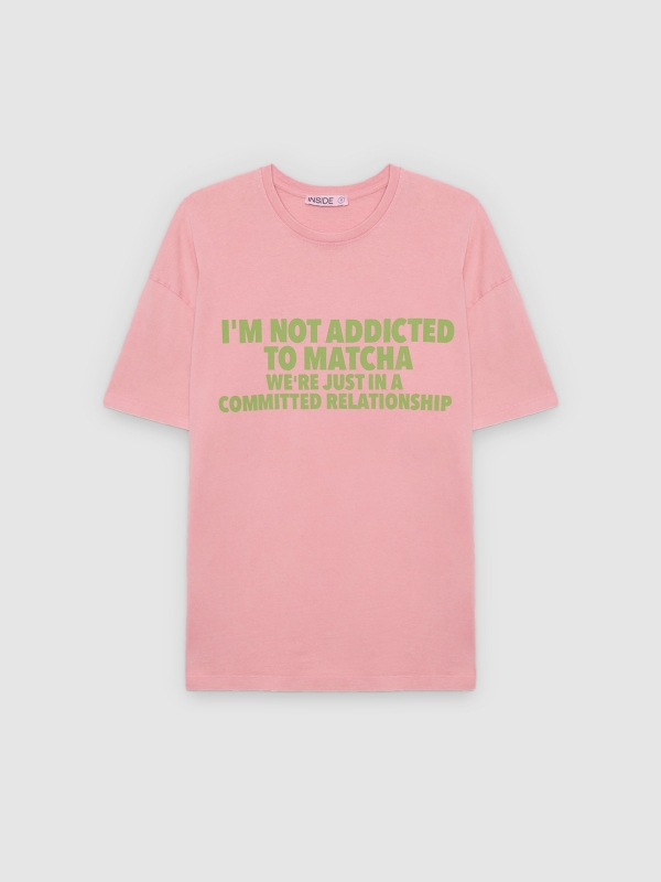  Camiseta oversized de algodão rosa claro vista frontal