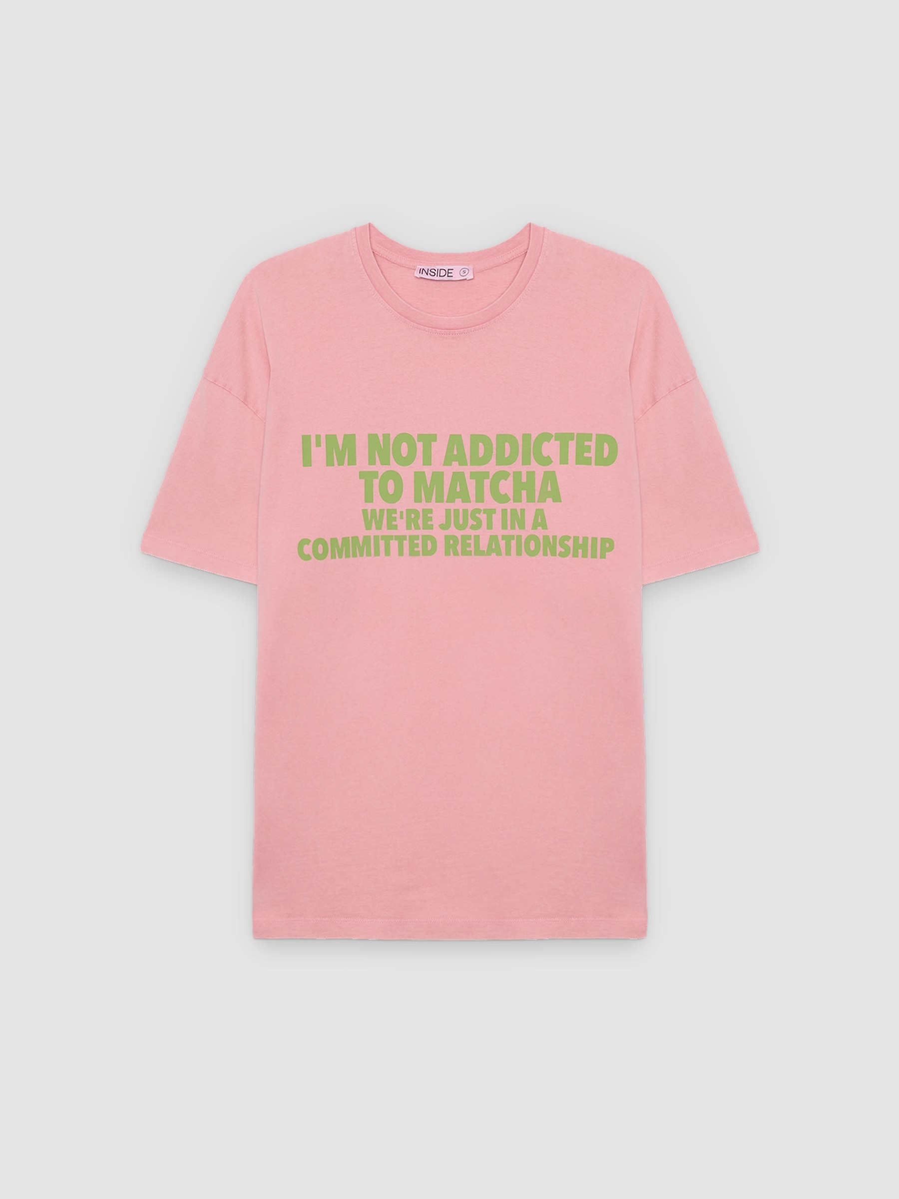 Camiseta oversize de algodón rosa claro vista media frontal