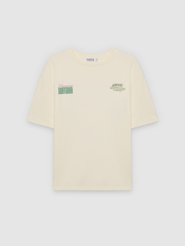 %Pto% Oversized matcha T-shirt off white front view