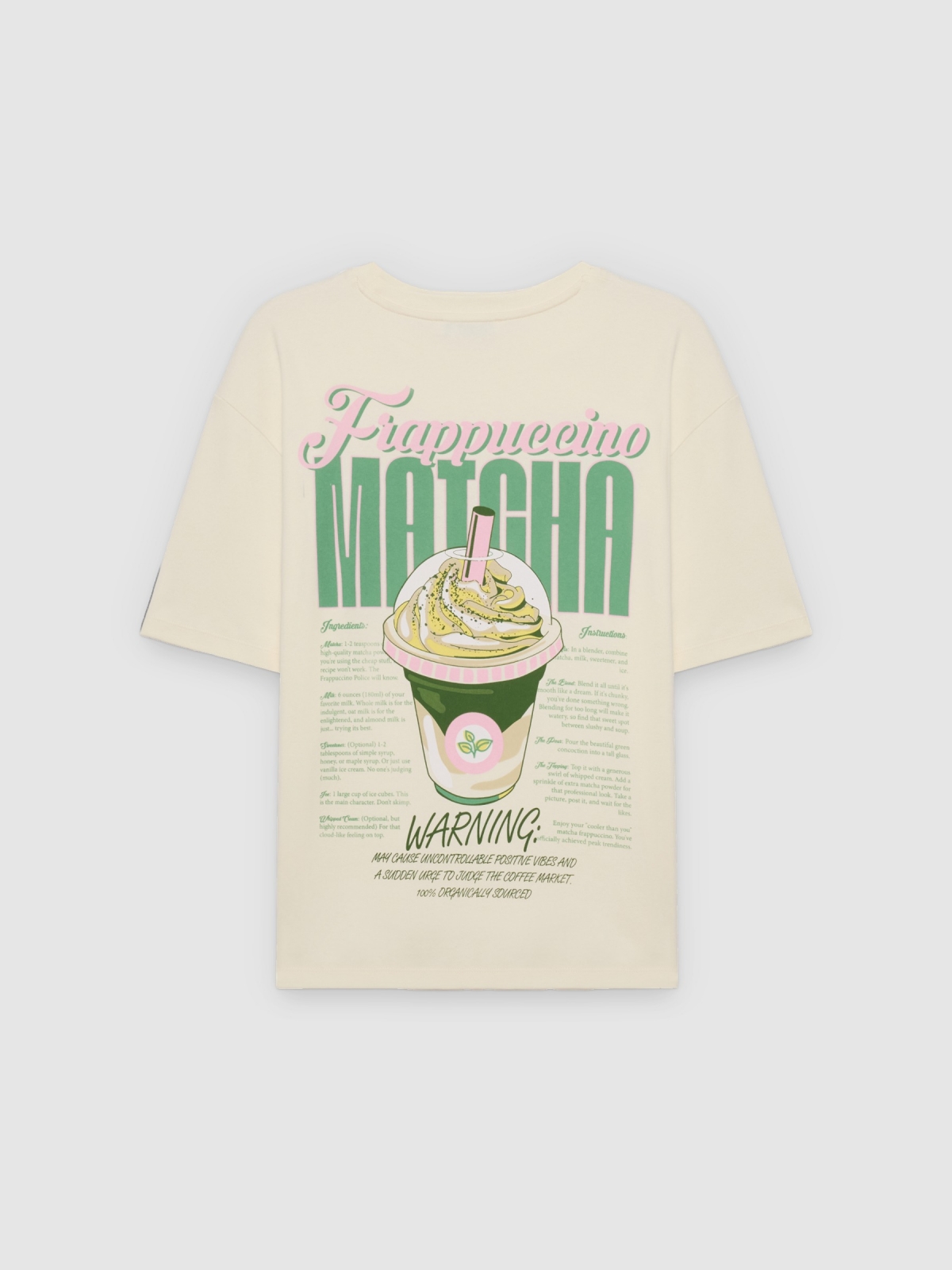 Camiseta oversize matcha off white vista traseira