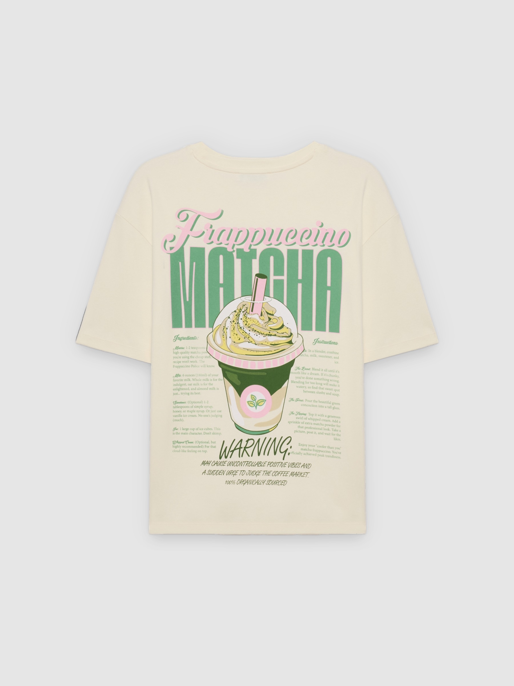 Oversized matcha T-shirt off white middle front view